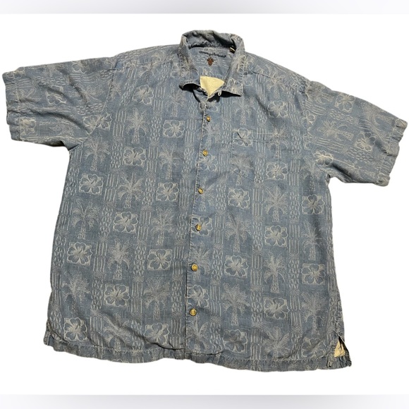 Tommy Bahama Hawaiian Mens 100% Silk Blue Short Sleeve Beach Shirt - Picture 1 of 9